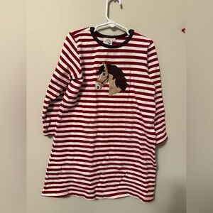 Luigi Striped Red and White Dress with Horse Design